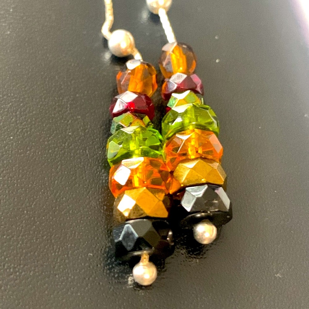 Gemstone Threader Sterling Silver Earrings - image 1